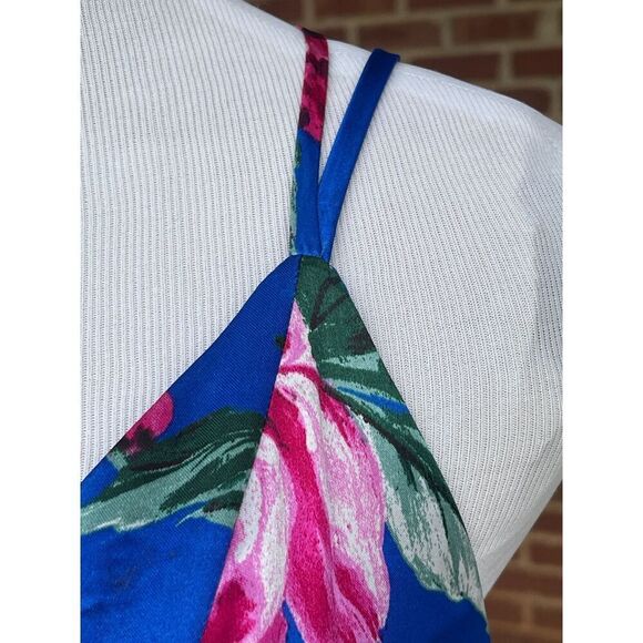 Near Moon Women's Maxi Dress Size 0 Blue Floral 100% Polyester Sleeveless V-Neck - Picture 7 of 16